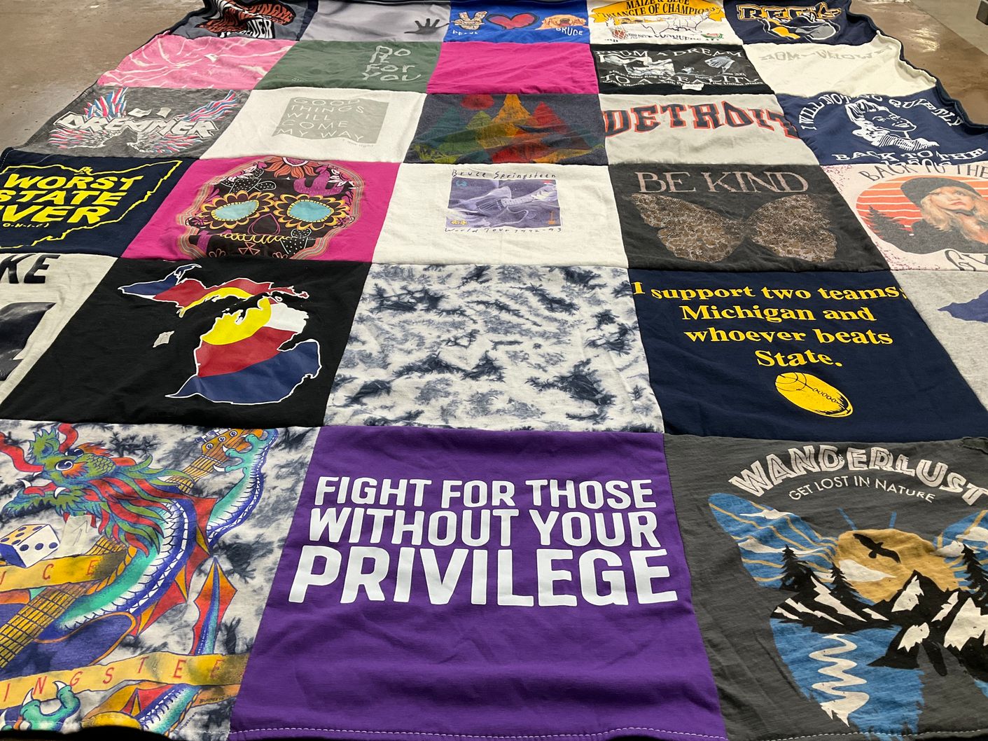T-shirt quilt with travel, nature themes by Kendra from MI