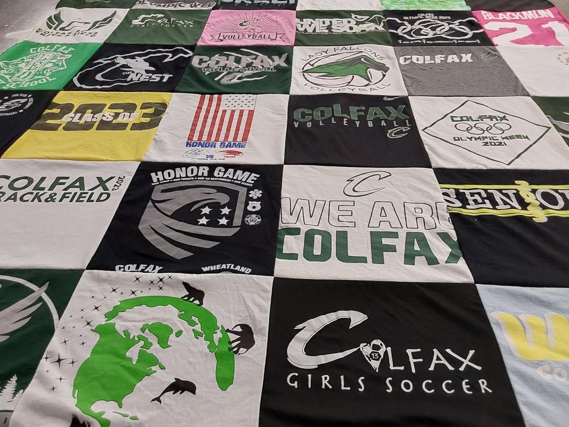 T-shirt quilt featuring colfax girls soccer, colfax volleyball by sharon from CA