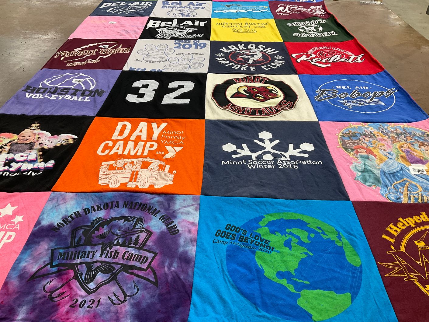 T-shirt quilt featuring minot basketball team by Becky from MO