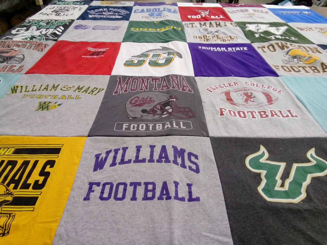T-shirt quilt featuring william and mary football, montana football by Michael from MD