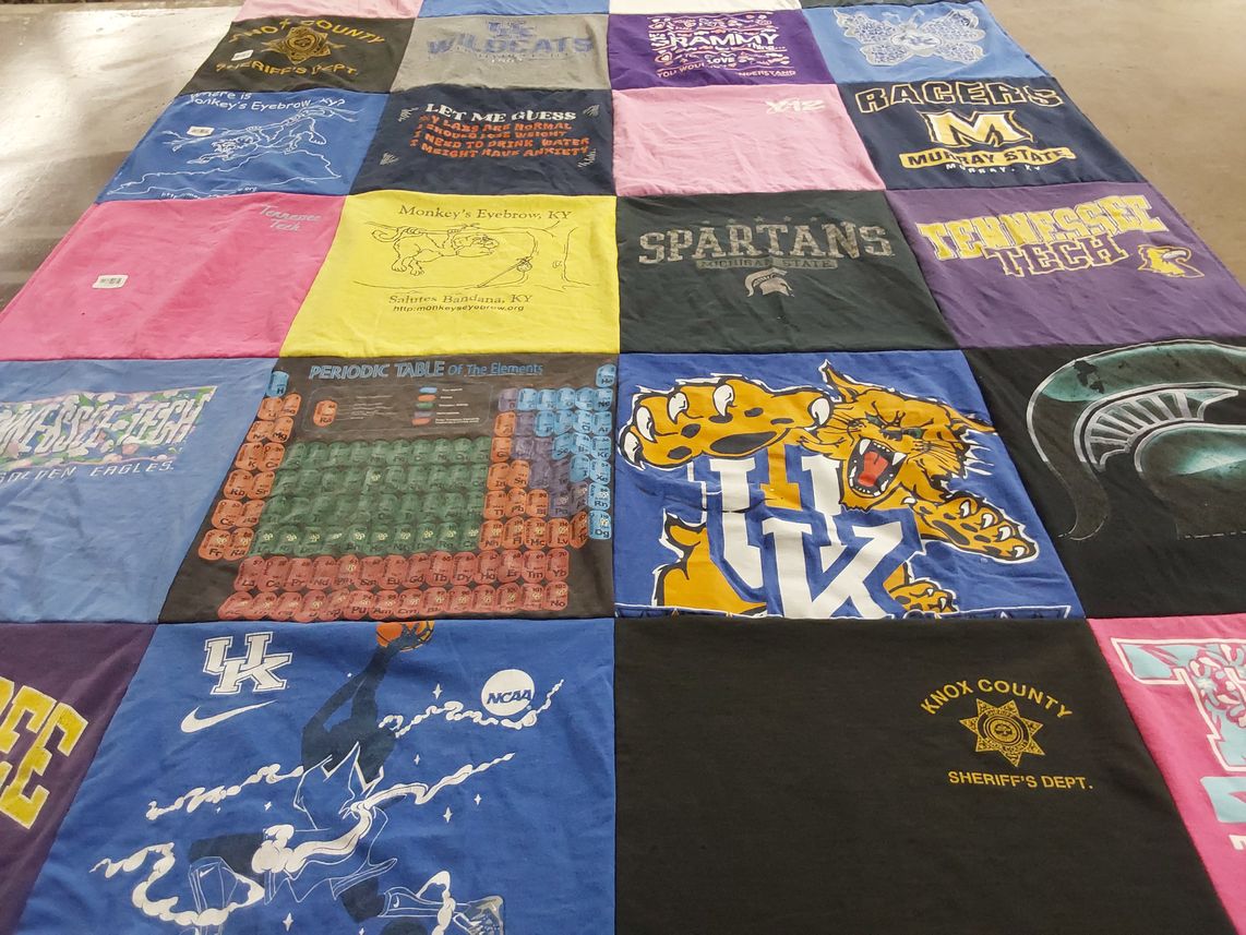 T-shirt quilt featuring wildcats, racers by Billie from TN