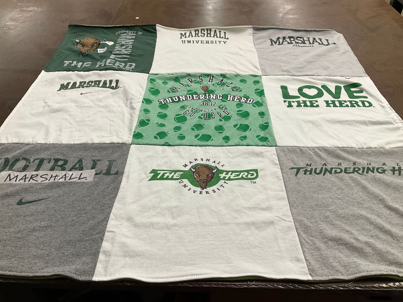 T-shirt quilt featuring marshall thundering herd by Jennifer from FL