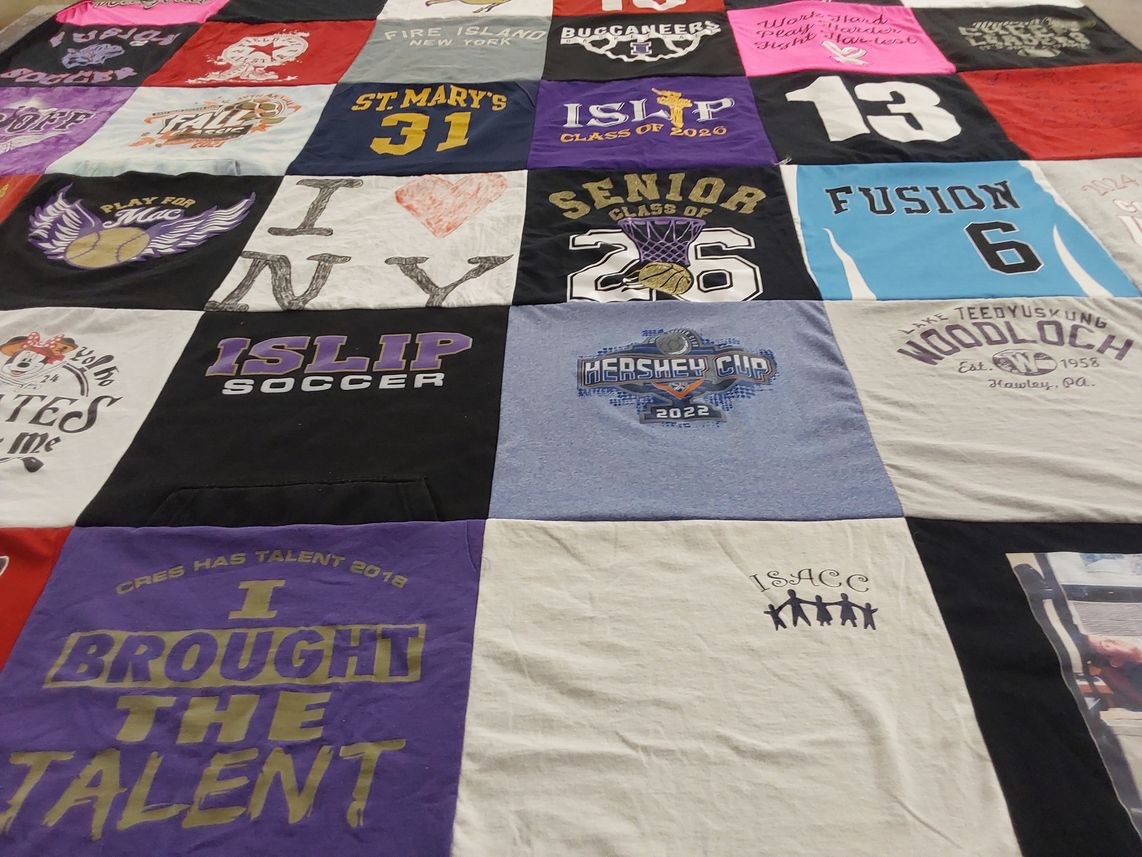 T-shirt quilt featuring islip soccer team by Debra from NY