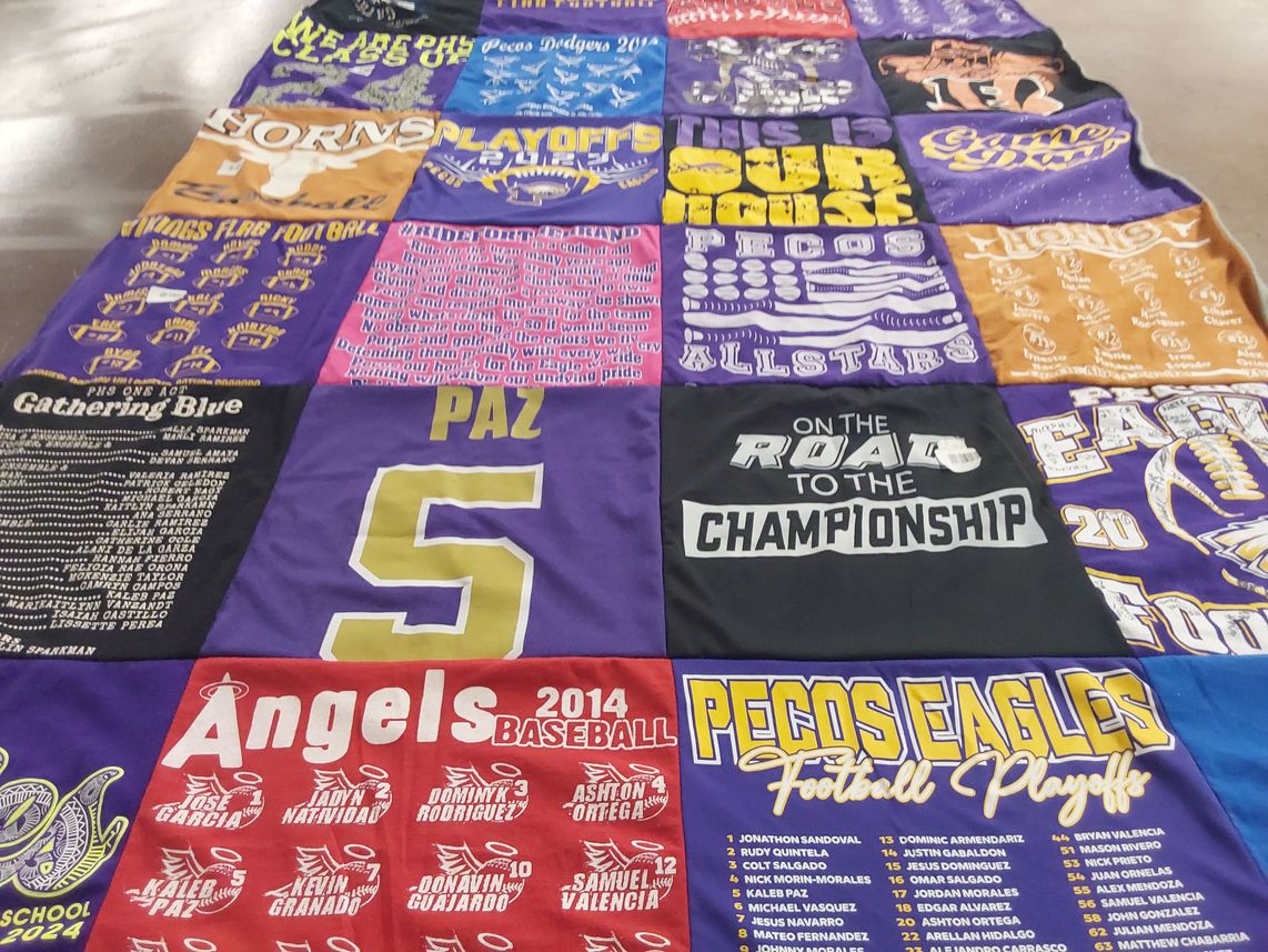 T-shirt quilt featuring pecos eagles football by Cynthia from TX