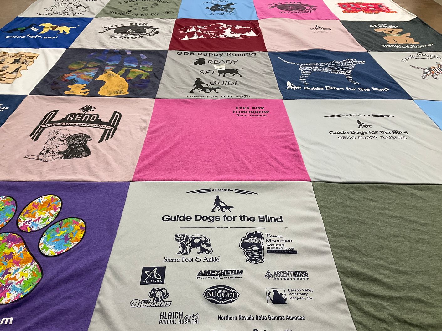 T-shirt quilt with animal assistance, dog training themes by VIcki from NV