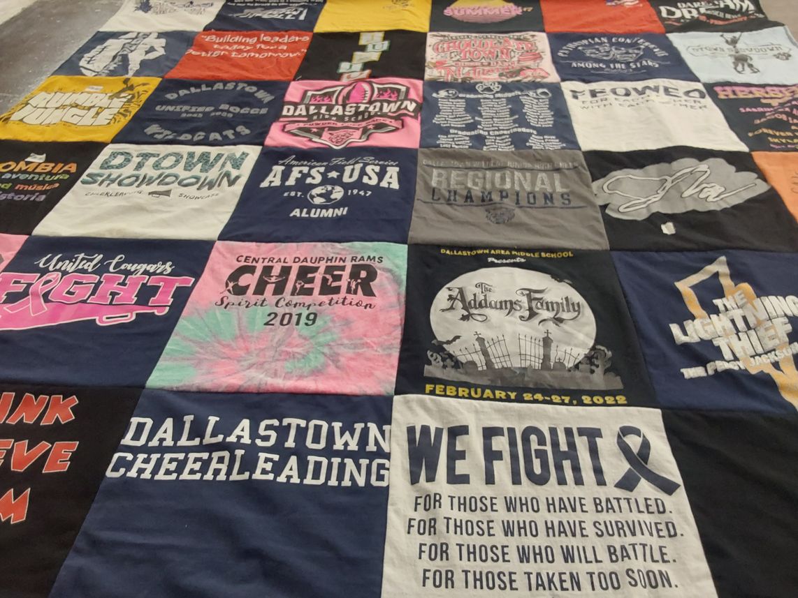 T-shirt quilt featuring central dauphin rams by Barbara from PA