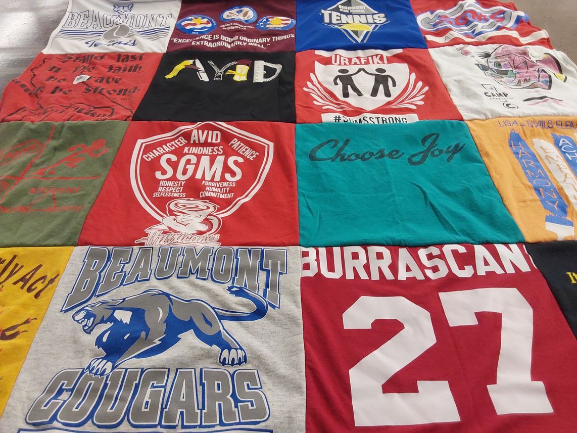 T-shirt quilt featuring beaumont cougars by Ramona from CA