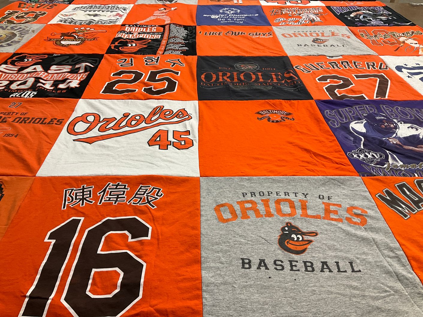 T-shirt quilt featuring baltimore orioles by Richard from MD