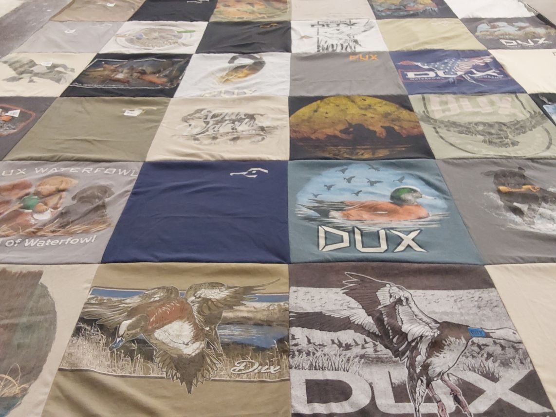 T-shirt quilt with hunting, wildlife themes by Melissa from ND