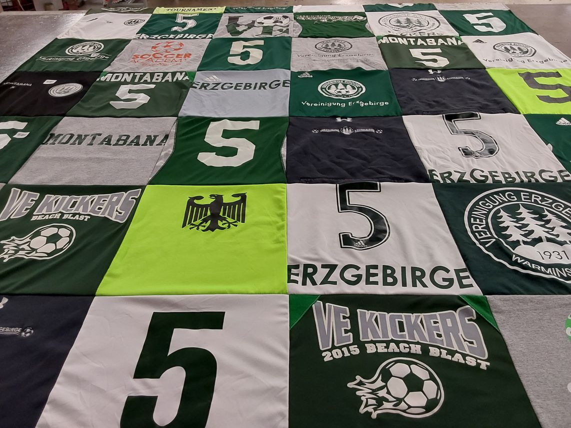 T-shirt quilt featuring ve kickers by April from PA