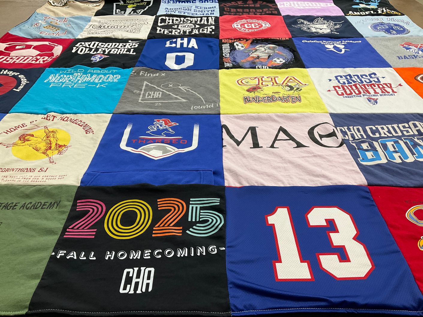 T-shirt quilt from christian heritage academy by Sarah from OK