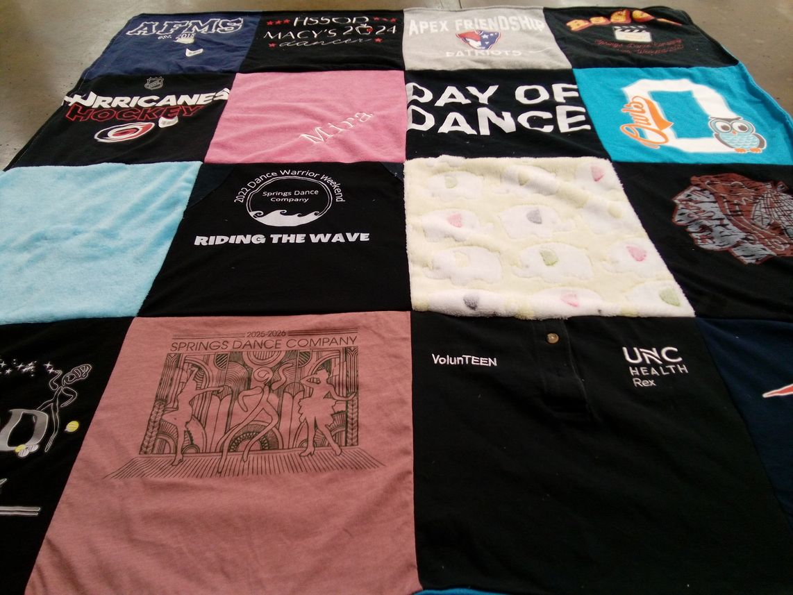 T-shirt quilt featuring carolina hurricanes hockey by Andrea from NC
