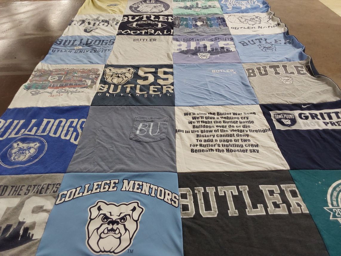 T-shirt quilt featuring butler university bulldogs by Stacie from IL