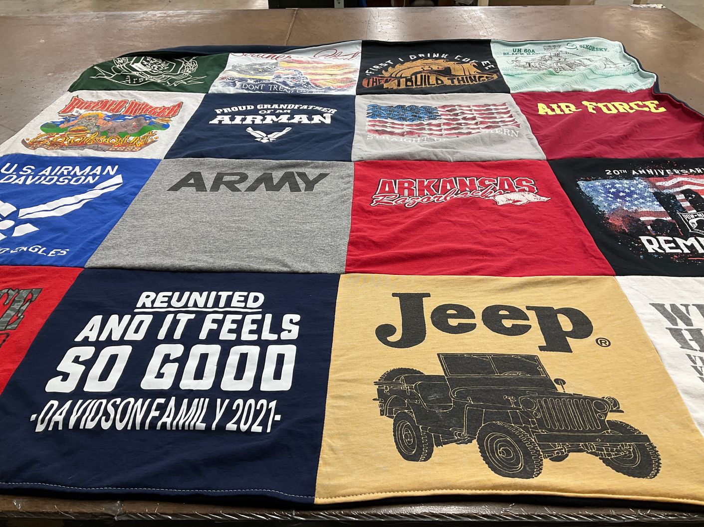 T-shirt quilt from university of arkansas by Linda from AR