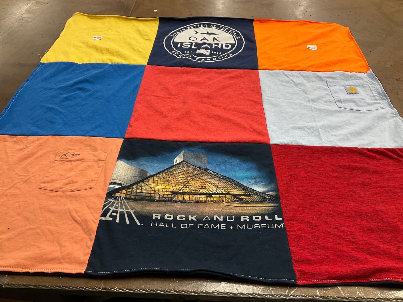 T-shirt quilt with music, history themes by Kari from OH