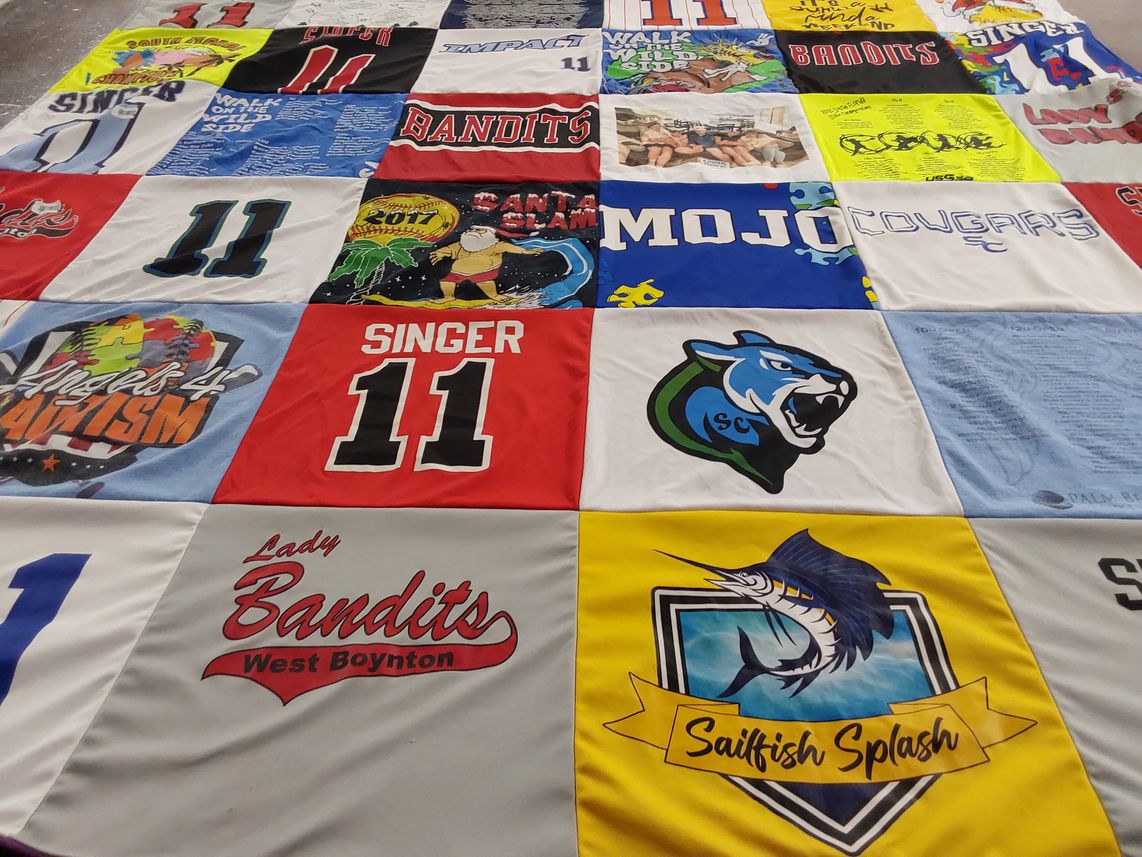 T-shirt quilt featuring lady bandits, mojo cougars by Julie from FL