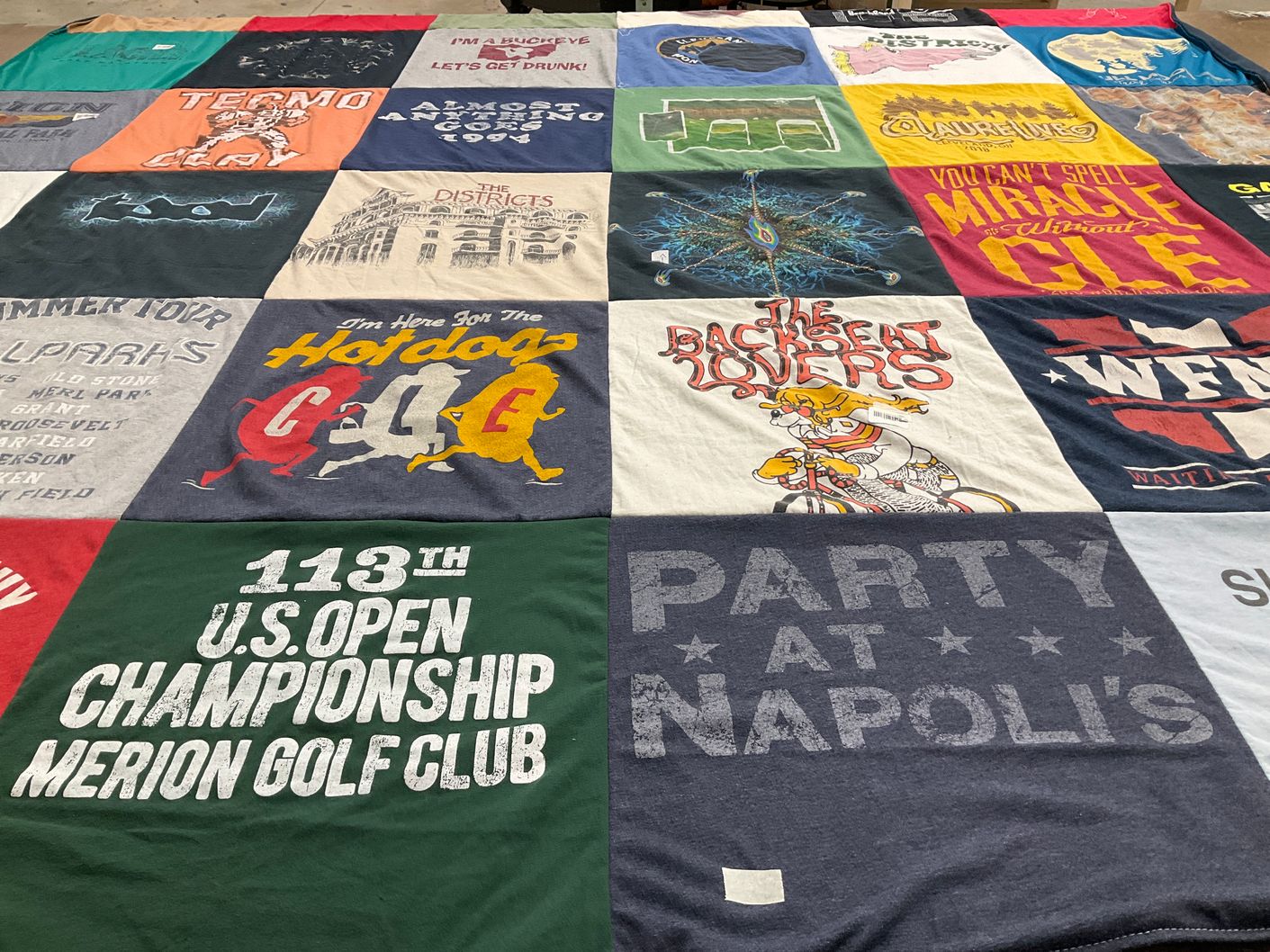 T-shirt quilt with golf, partying themes by Matthew from OH