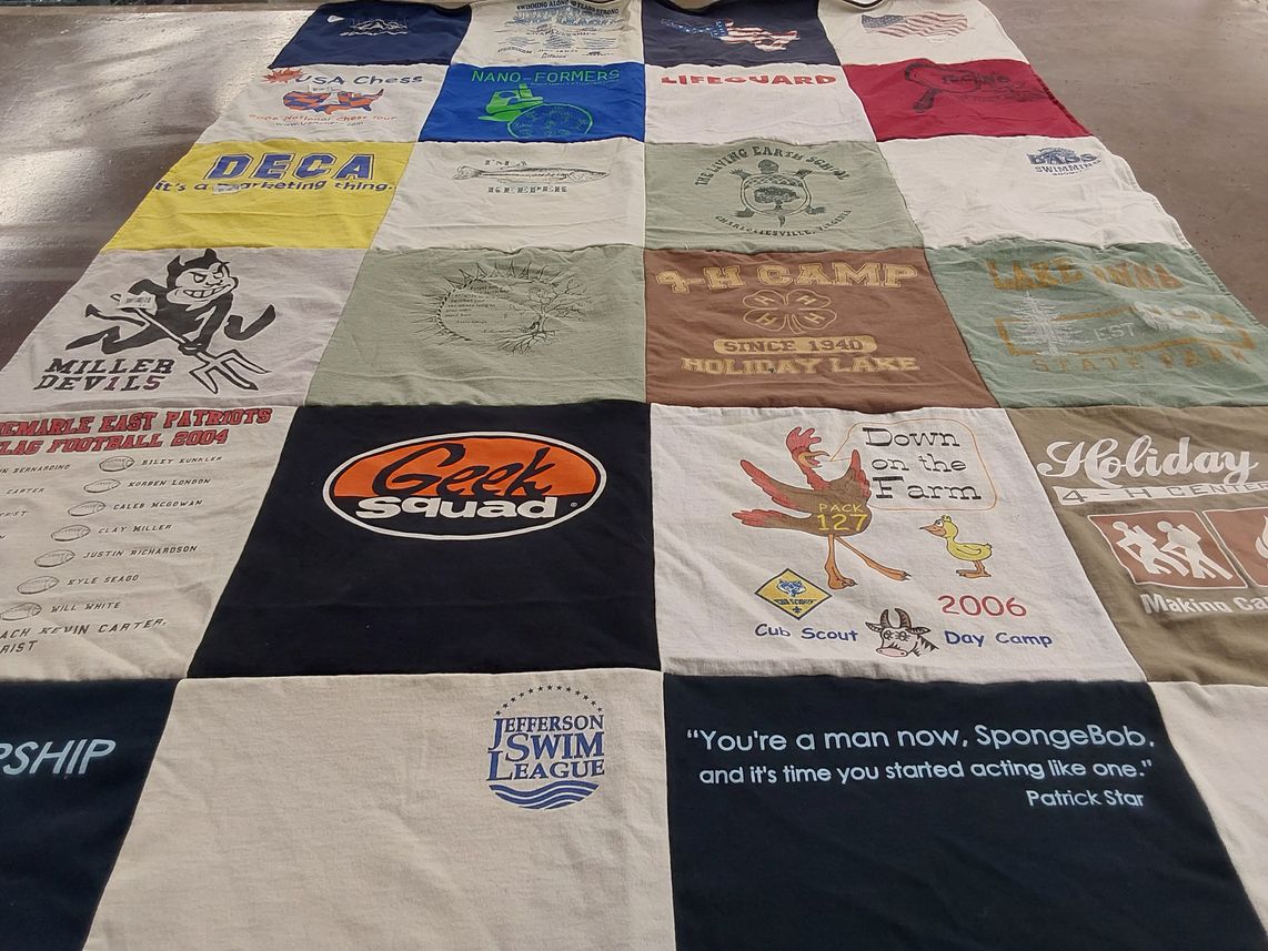 T-shirt quilt featuring emeraldeast patriots by Debbie Jo from VA