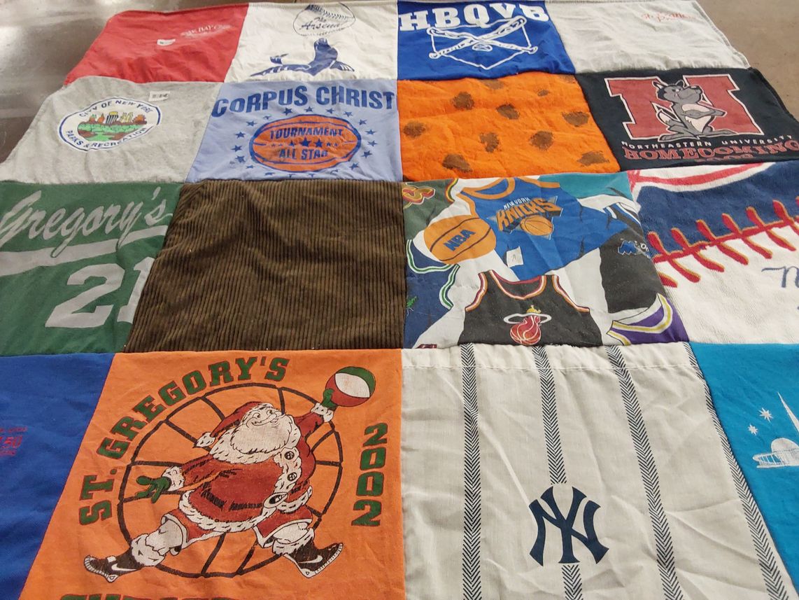 T-shirt quilt featuring new york yankees, new york knicks by Lorie from NY