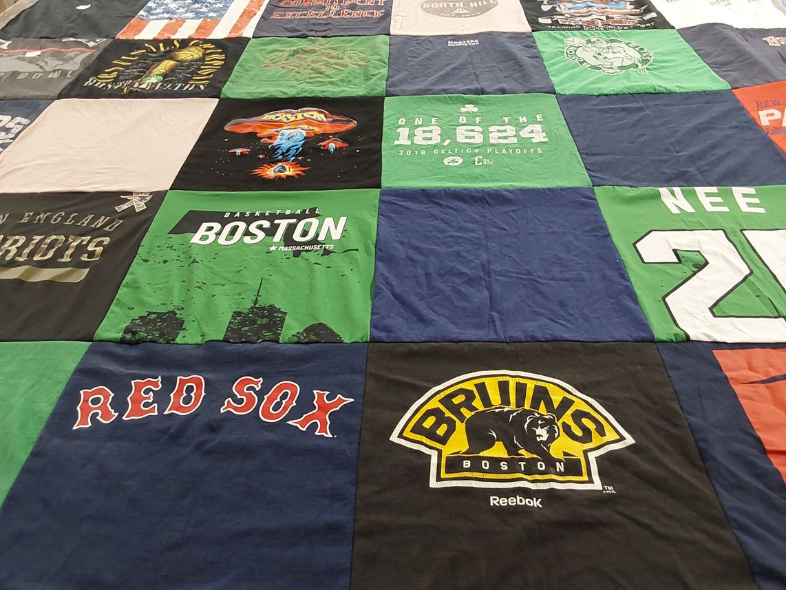T-shirt quilt featuring boston celtics, boston bruins by Molly from MA