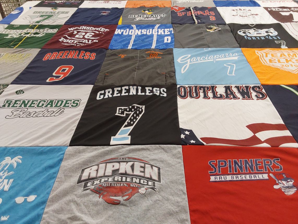 T-shirt quilt featuring renegades, spinners by Lisa from RI