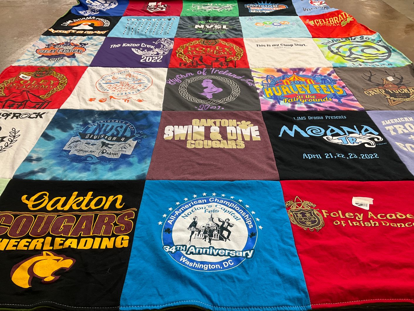 T-shirt quilt featuring oakton cougars by Barbara from VA