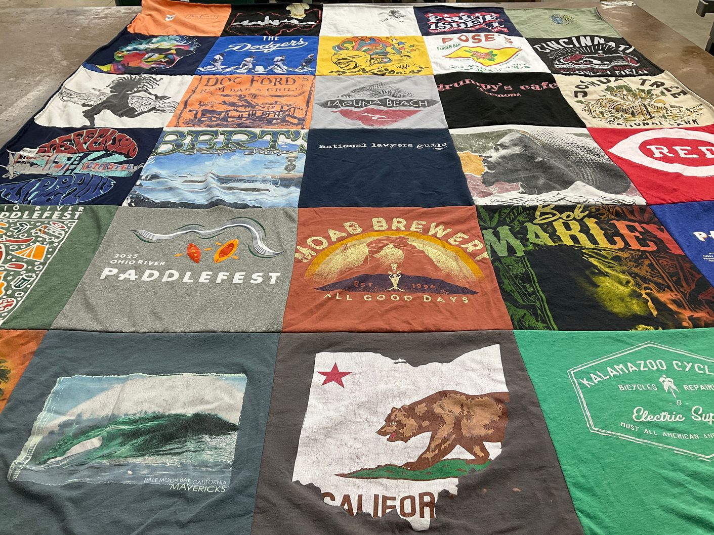 T-shirt quilt with music, outdoors themes by Mark from OH