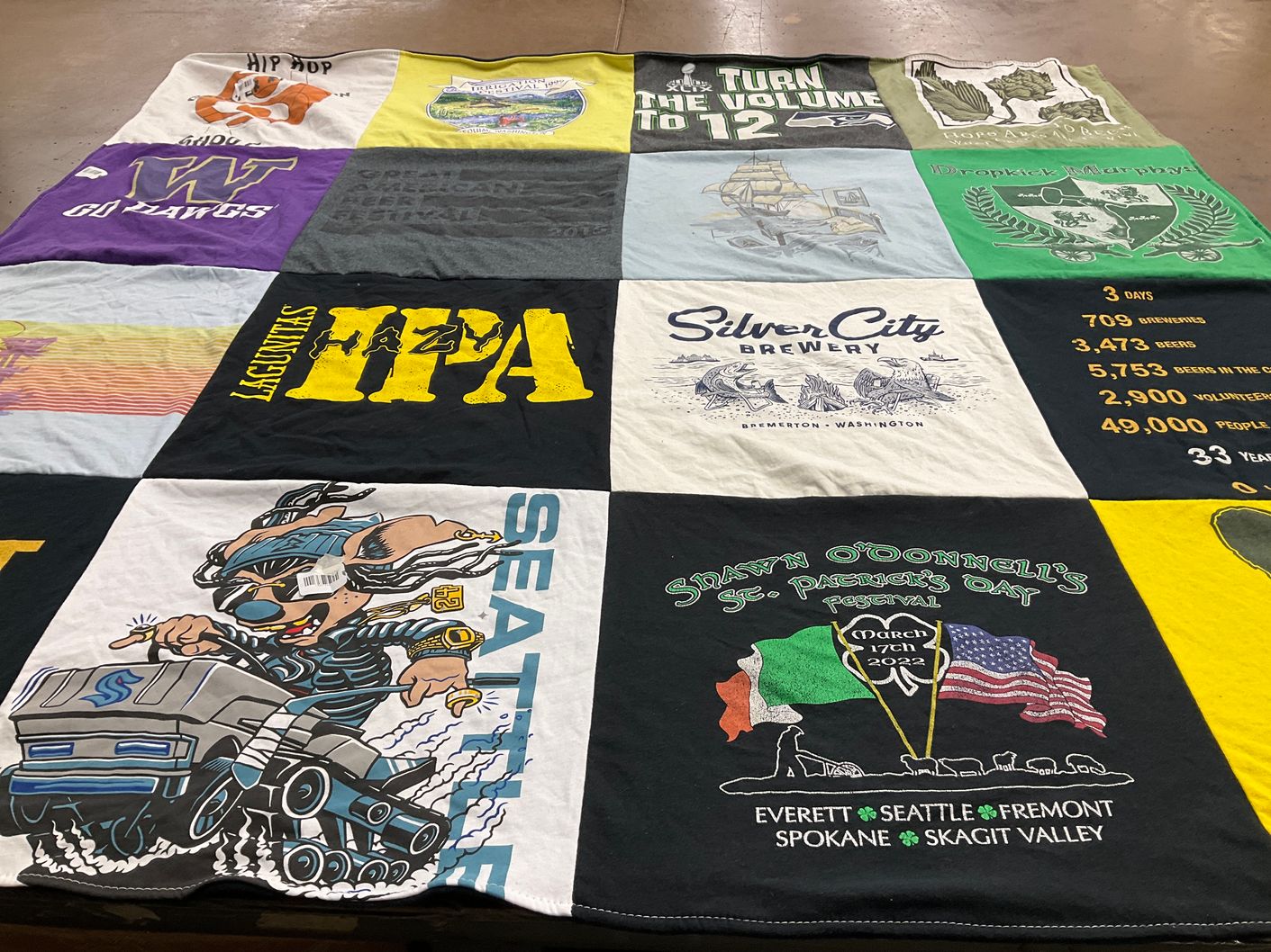 T-shirt quilt featuring university of washington huskies, seattle seahawks by MEAGAN from WA