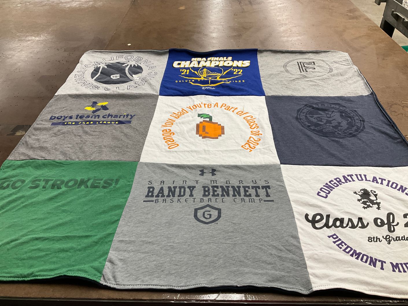 T-shirt quilt featuring golden state warriors by Shaya from CA
