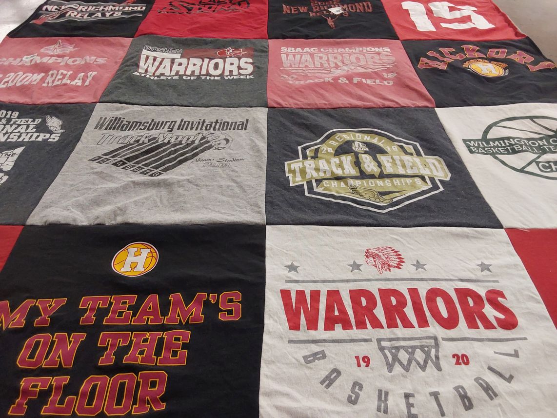 T-shirt quilt featuring warriors, hickory by Brigette from OH