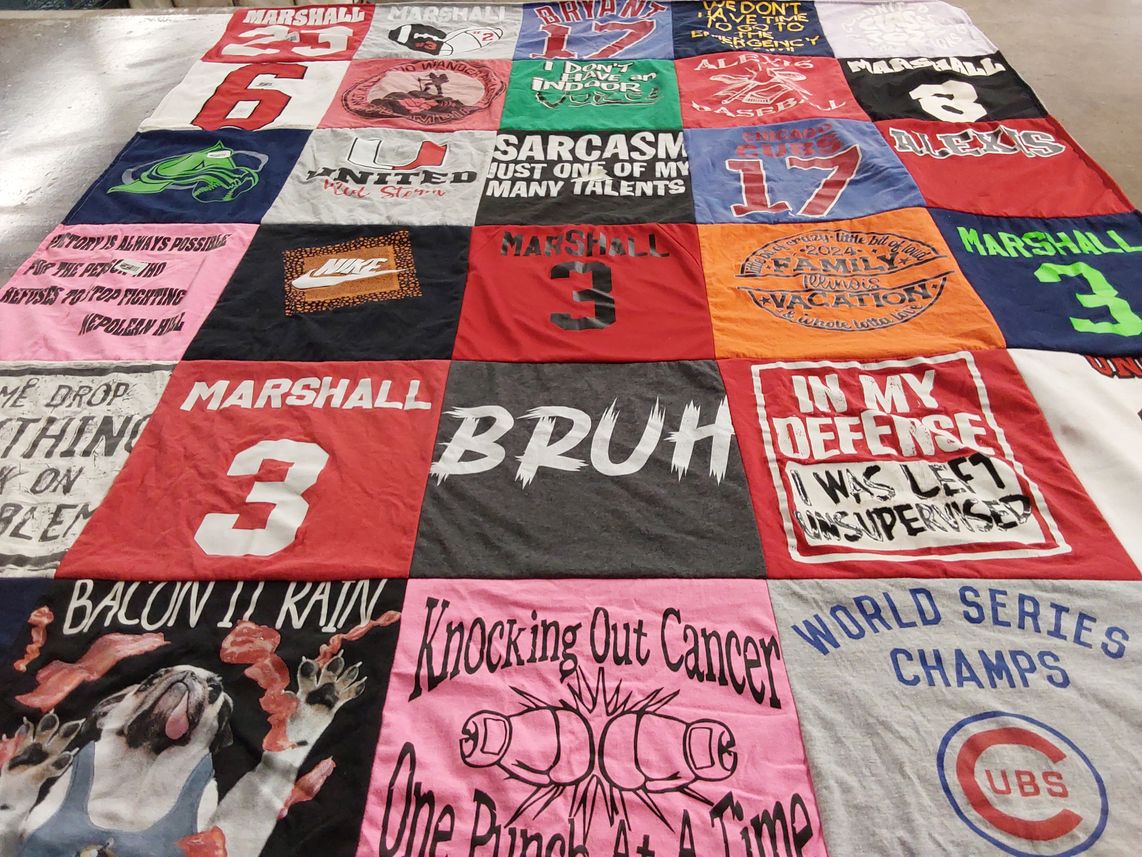 T-shirt quilt from marshall university by Tara from IL