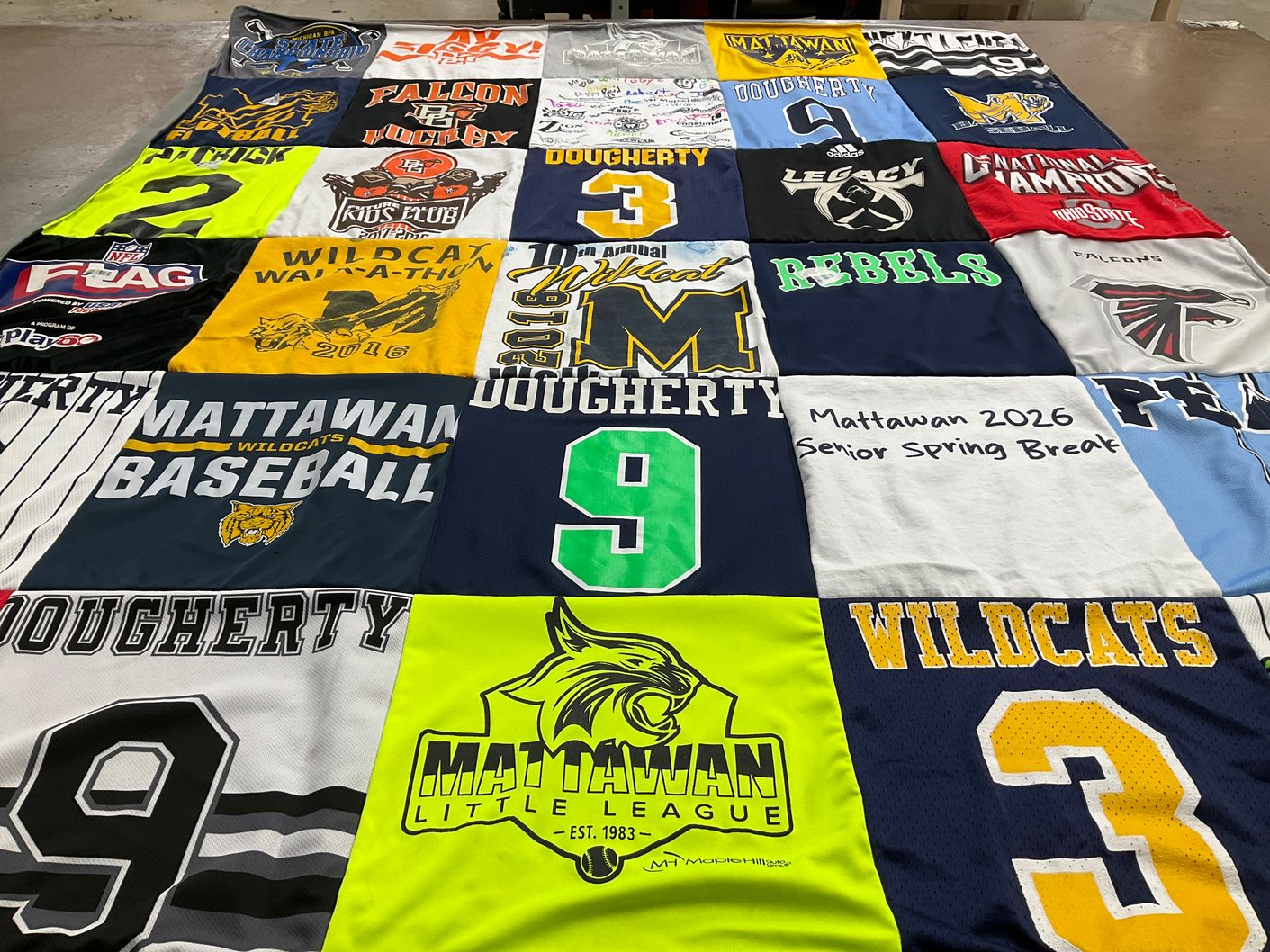 T-shirt quilt featuring mattawan wildcats by Jennifer from MI