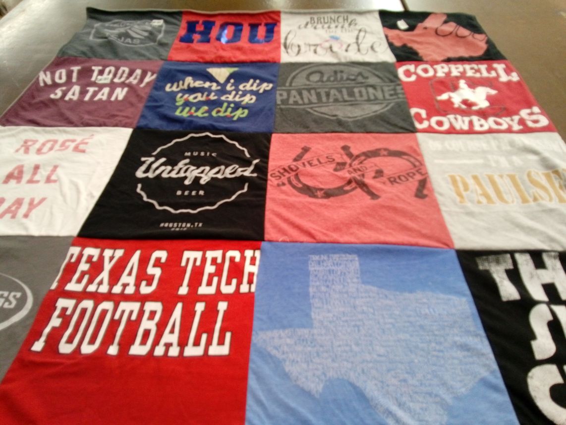 T-shirt quilt featuring texas tech university football, coppell cowboys by Katie from TX
