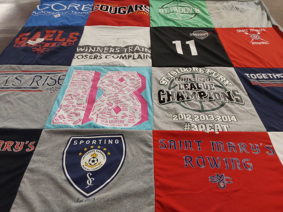 T-shirt quilt featuring saint mary's rowing, gaels rowing by Emily from MO