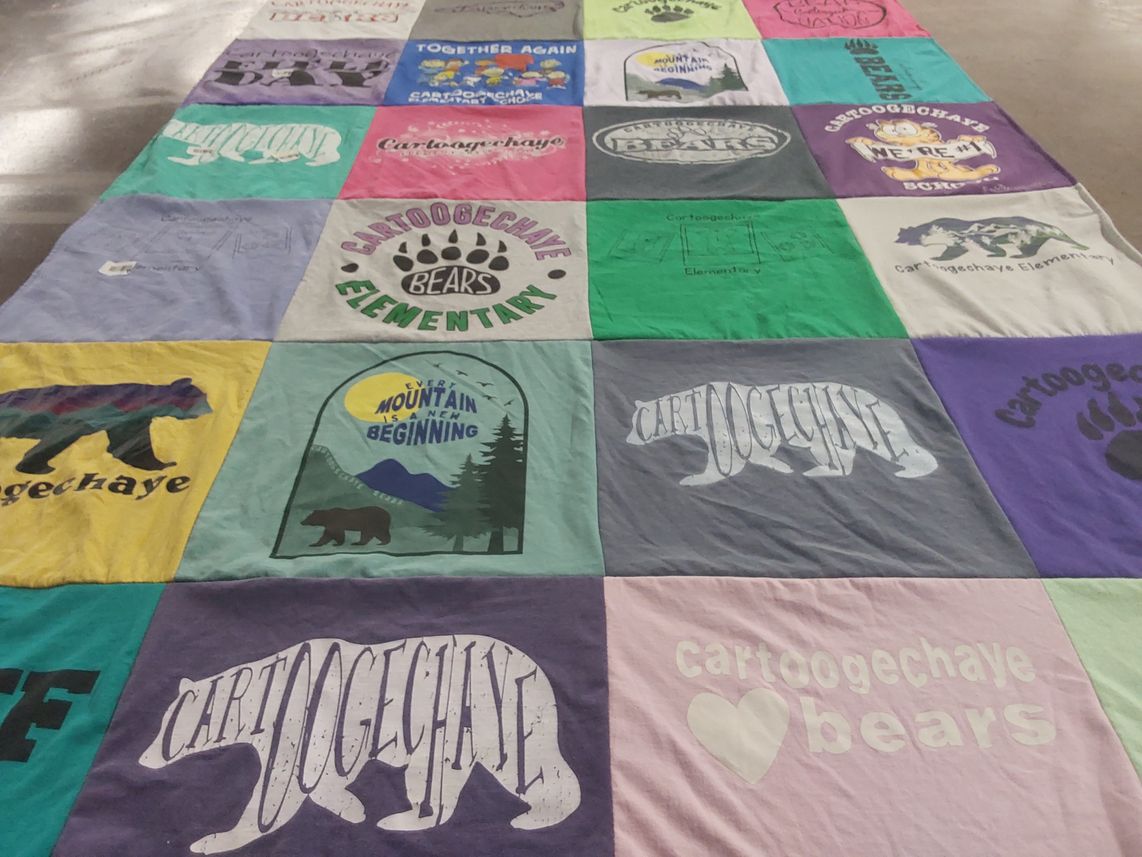 T-shirt quilt from cartoogechaye elementary by Kathryn from NC