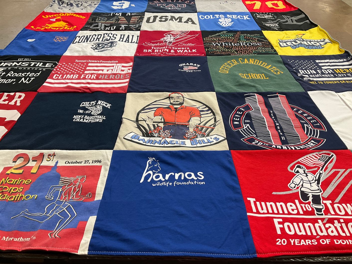 T-shirt quilt with marathons, fundraising themes by James  from NJ