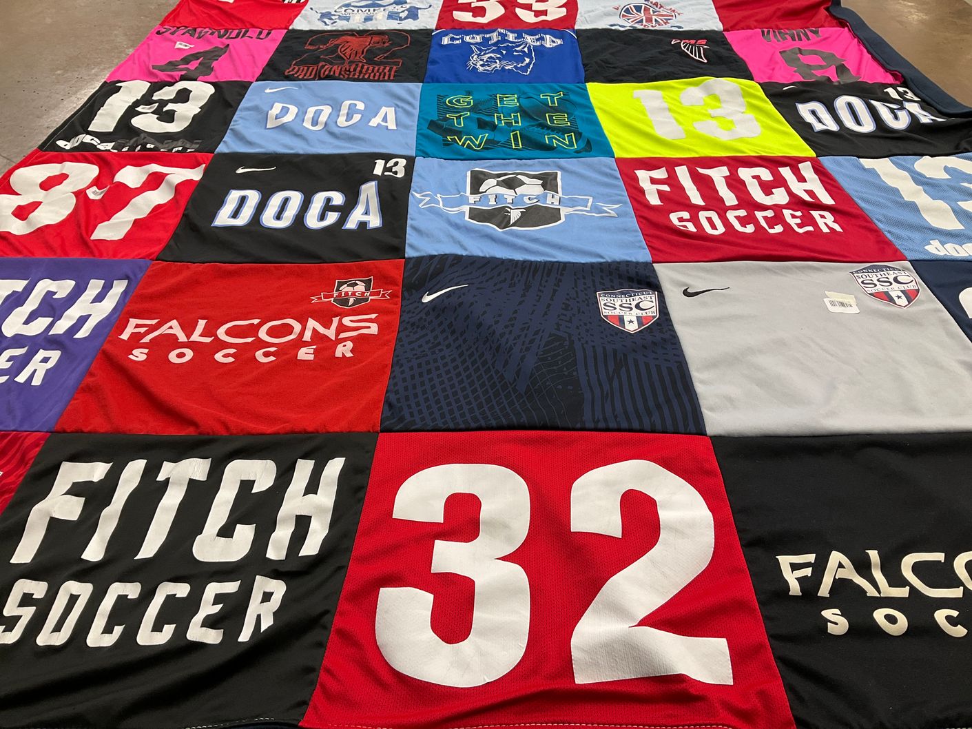 T-shirt quilt featuring falcons soccer by Michelle from CT