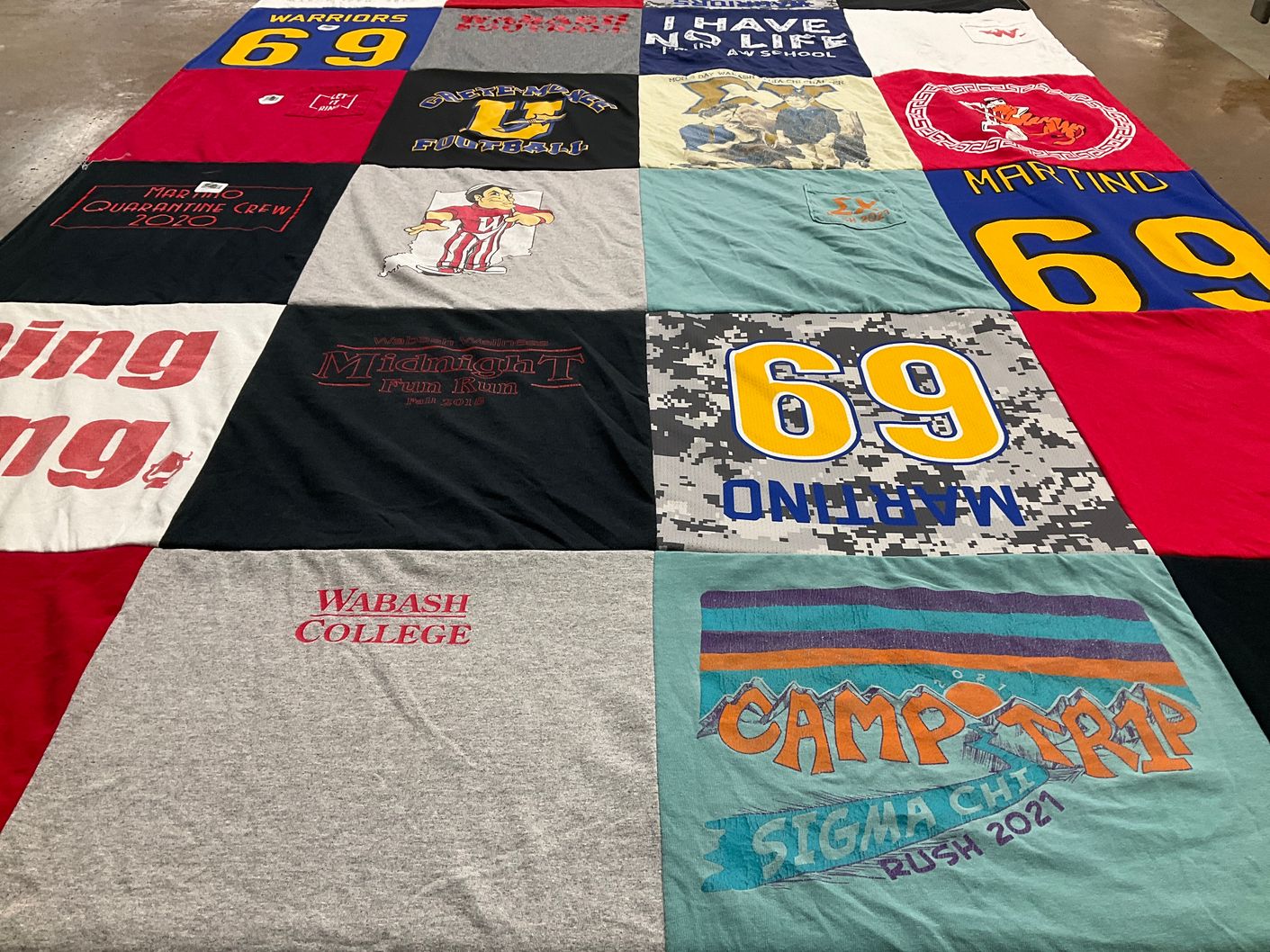 T-shirt quilt from wabash college by Makayla from IL