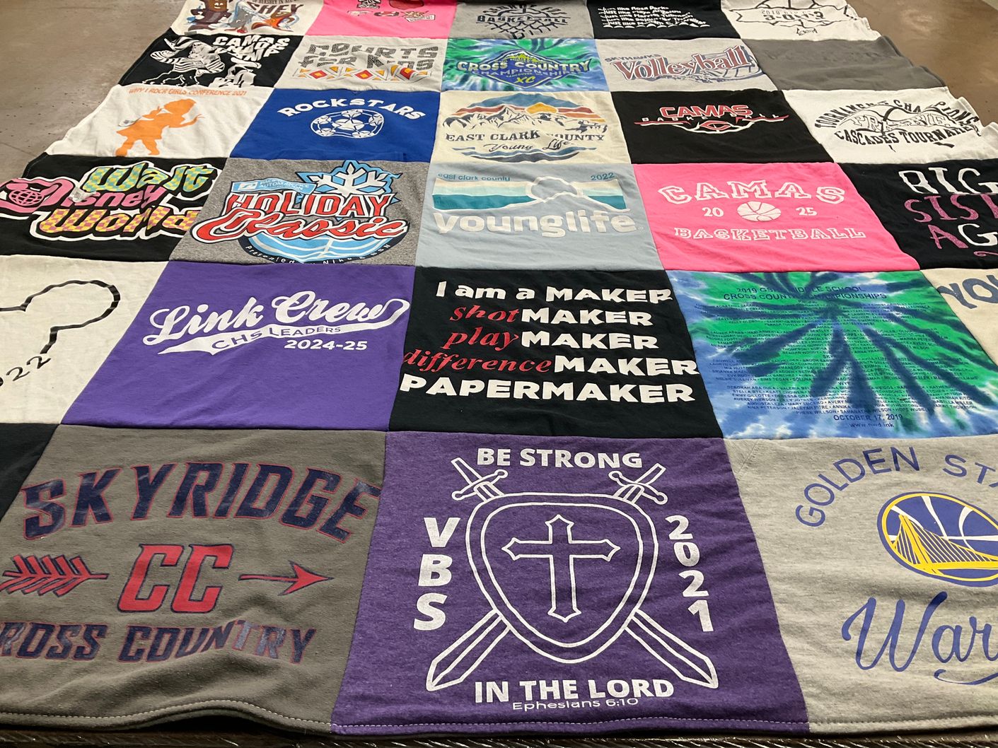 T-shirt quilt featuring camas high school basketball, skyline high school cross country by Shayna from WA