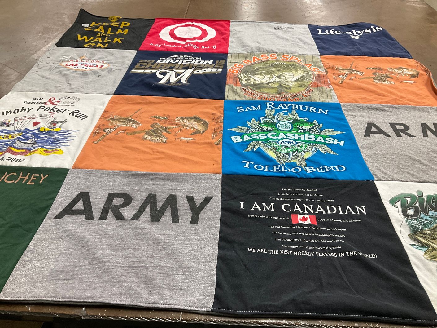 T-shirt quilt from new york university, analyzing college by Theresa from LA