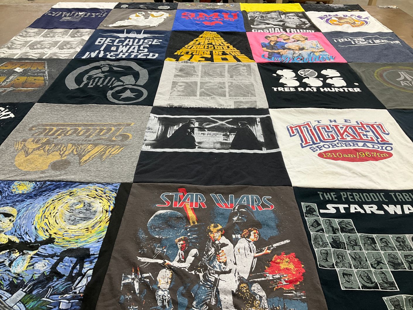 T-shirt quilt with movies, star wars themes by Jonathan from TX