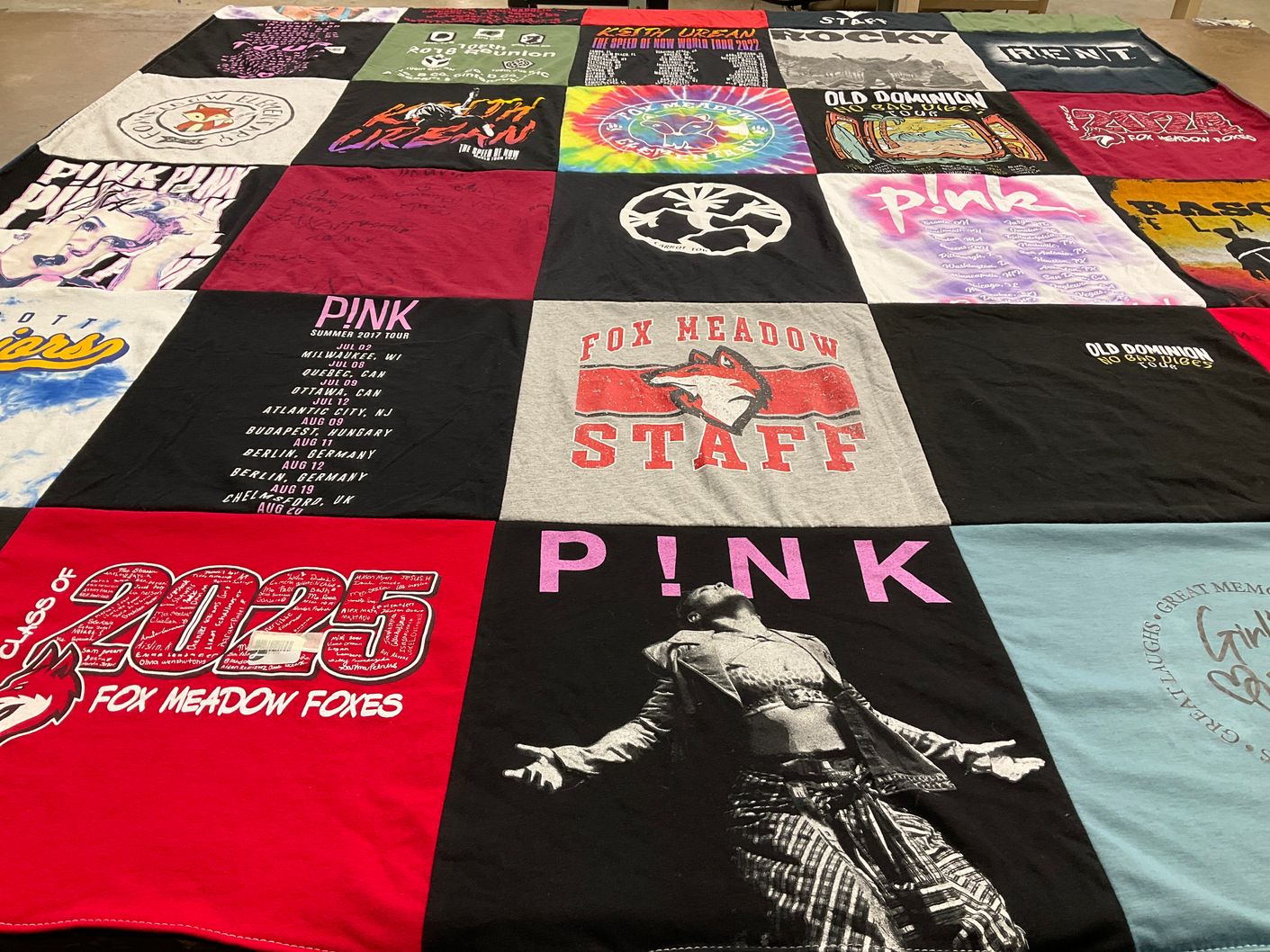 T-shirt quilt from old dominion university, fox meadow high school by Korin from IL