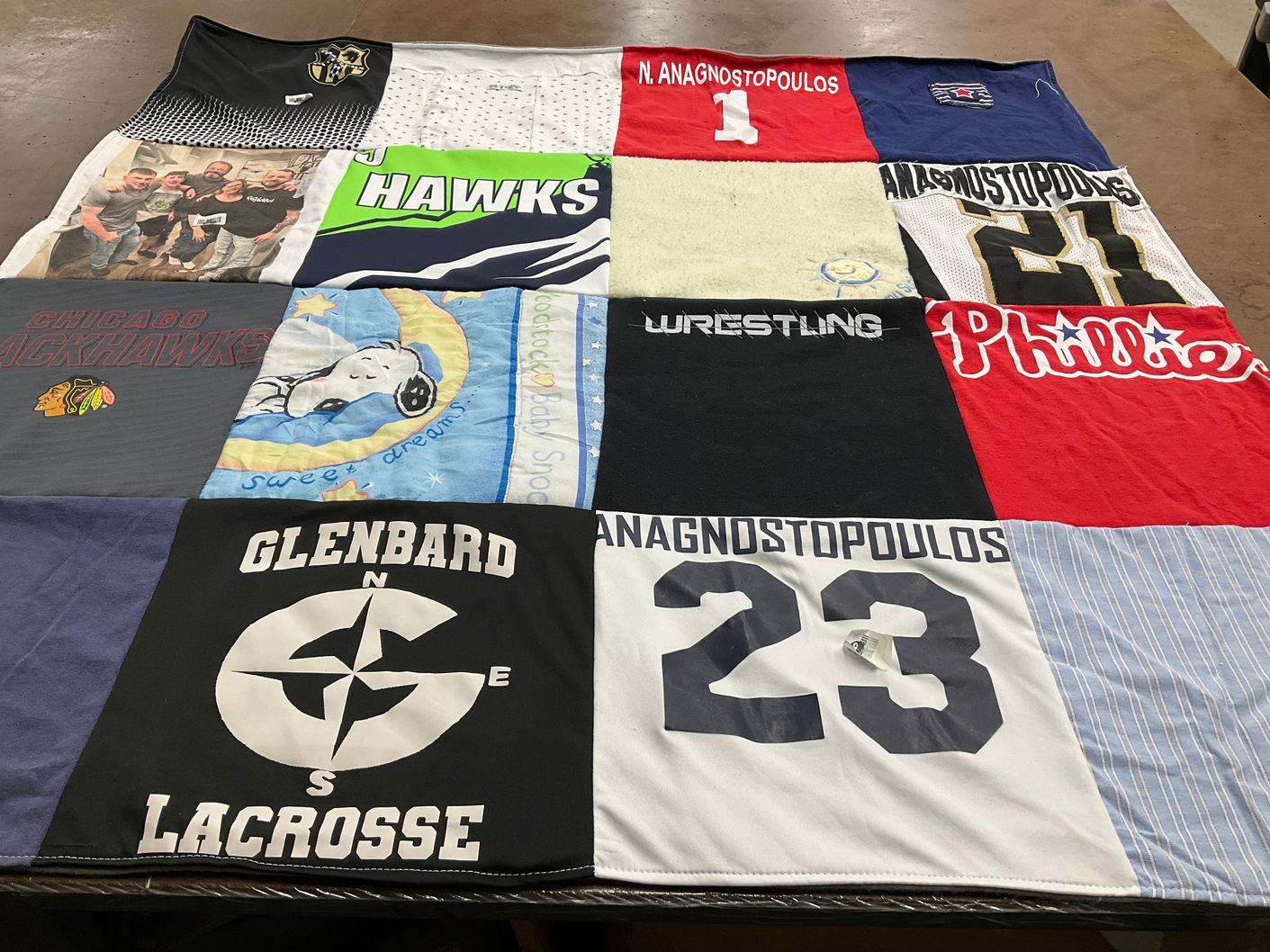 T-shirt quilt featuring chicago blackhawks by Karen from IL