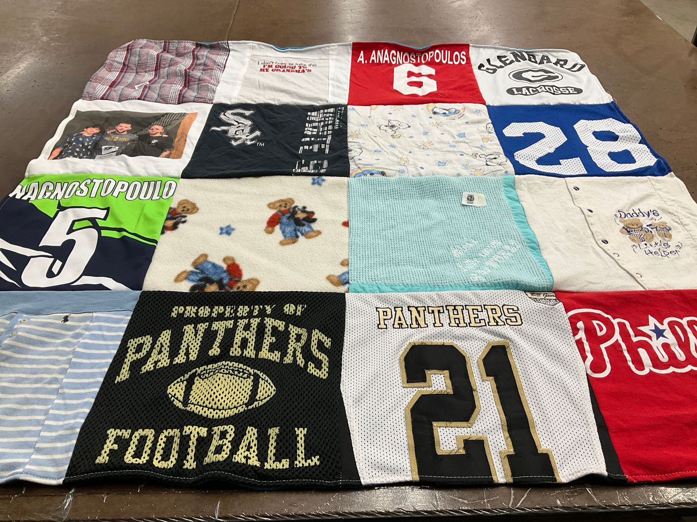 T-shirt quilt featuring panthers football by Karen from IL