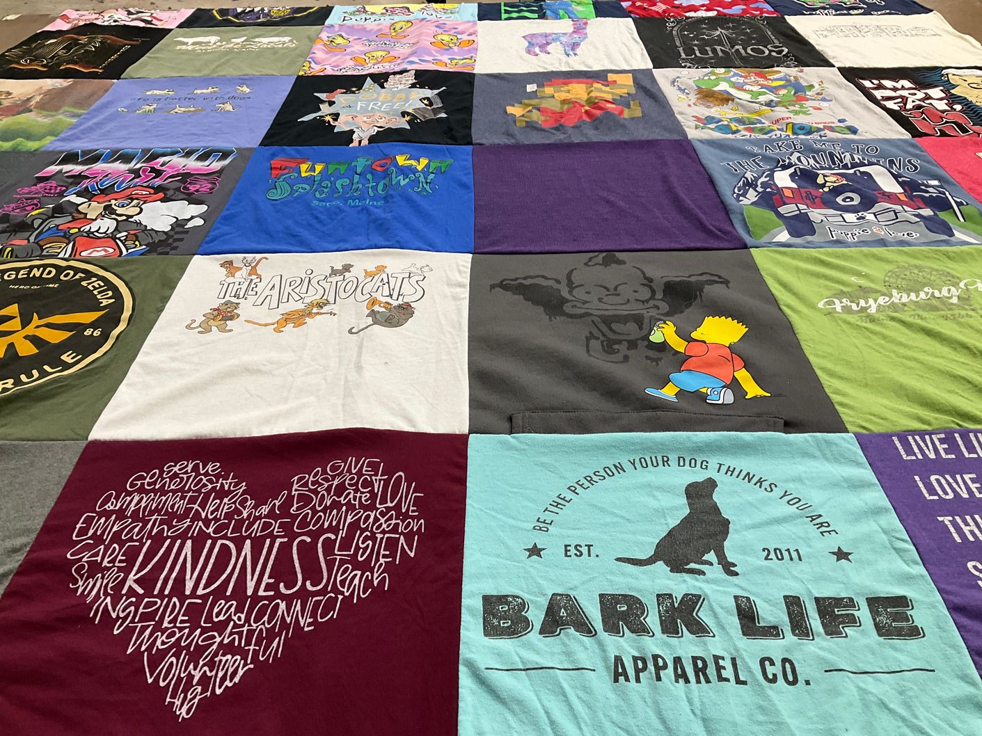 T-shirt quilt with animals, cartoons themes by Ericka from ME