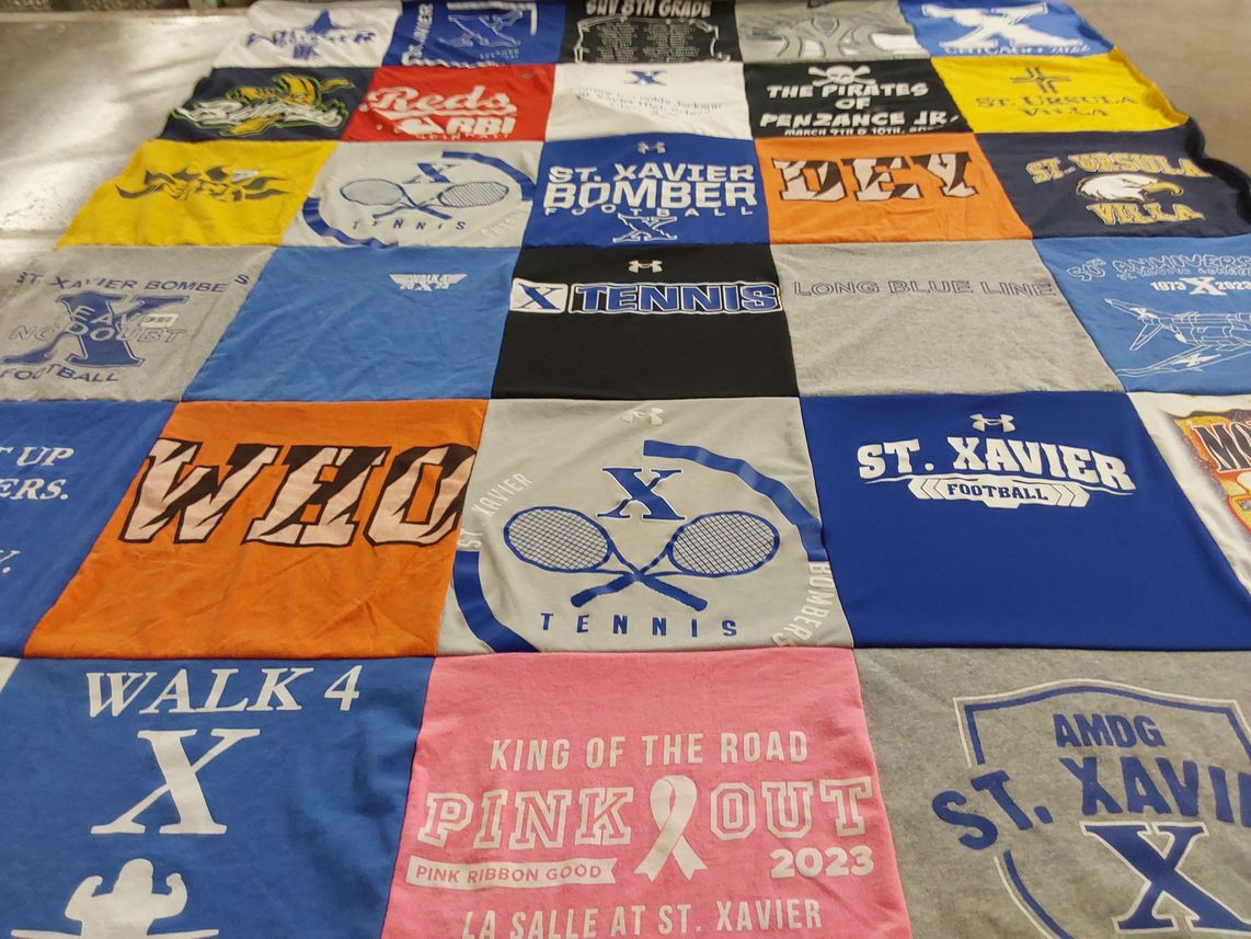 T-shirt quilt featuring st. xavier football, st. xavier bombers by Susan from OH