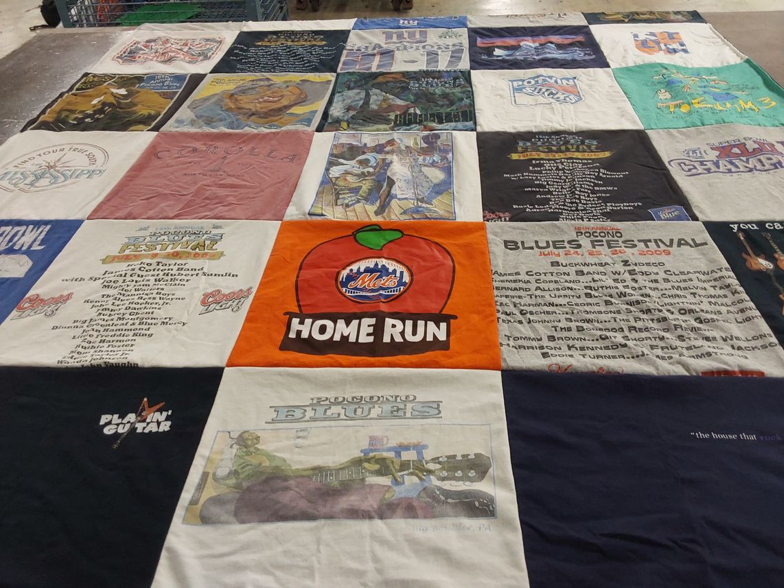 T-shirt quilt with music, blues themes by Diane from PA