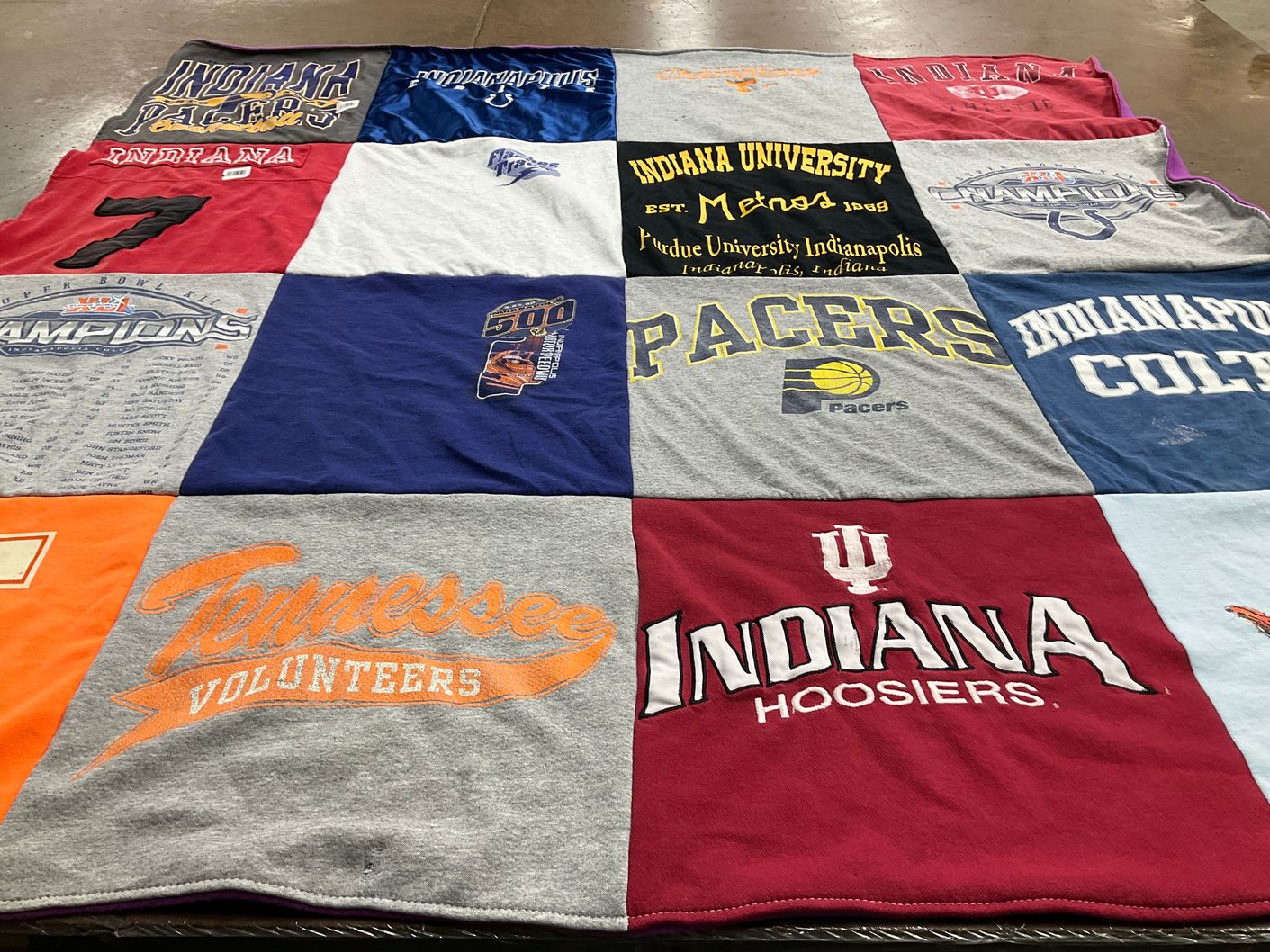 T-shirt quilt featuring indiana pacers, indianapolis colts by Kathy from TN