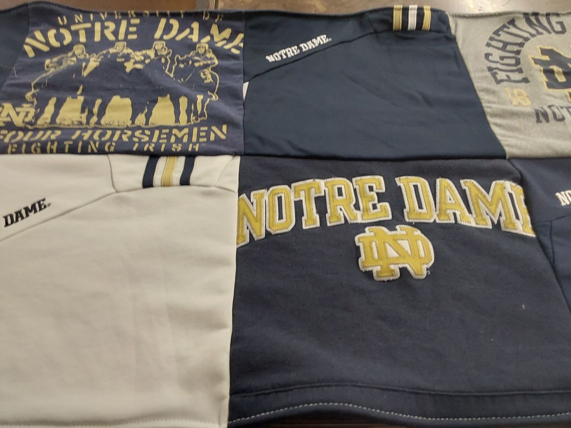 T-shirt quilt from university of notre dame by Jayme from ON