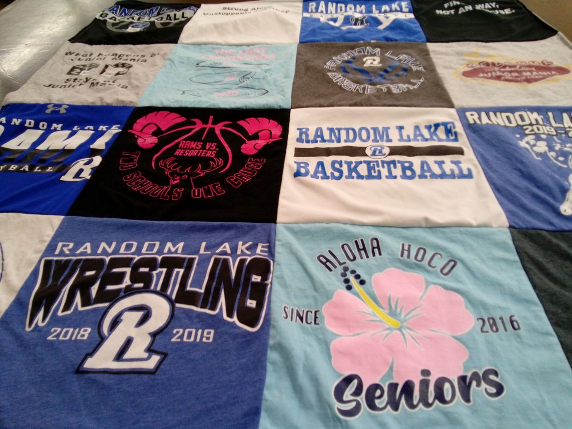 T-shirt quilt featuring random lake basketball, random lake wrestling by Julia from MN